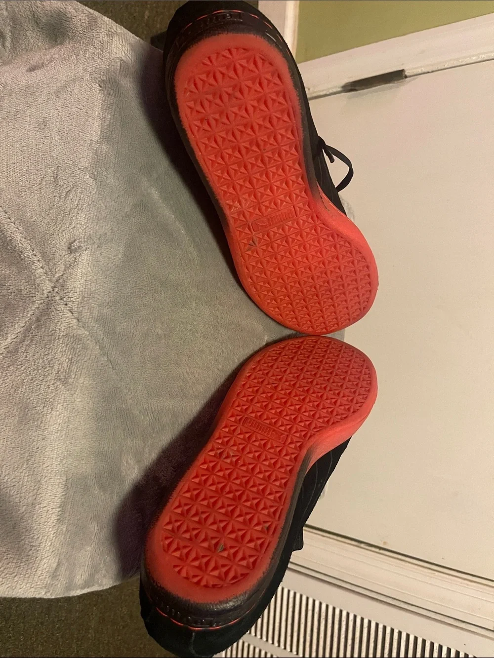 Puma Black Suede Sneakers with Red&Black Sole